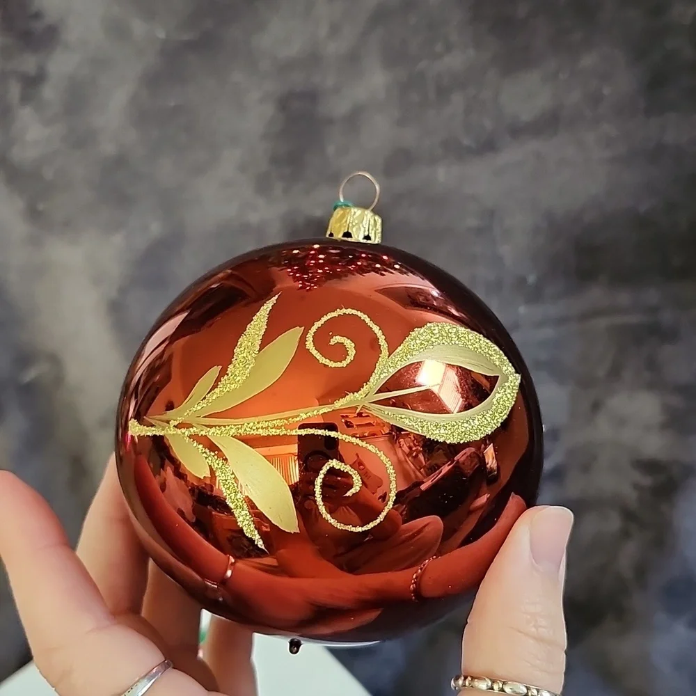 Bronners Christmas Ornament Glass Bulb Copper Gold Colorway Star Candle